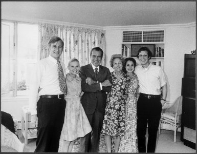 Photo opportunity in the solarium in the private residence of the White House following the President's descision to... - NARA - 194591 photo