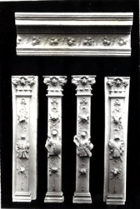 Photograph of five plaster casts from epitaphs in the Grote Kerk in Breda Cuypershuis 0687a (022)