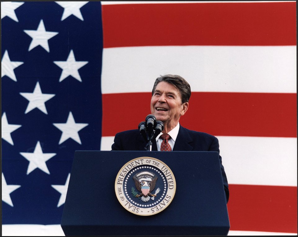 Photograph of President Reagan at a Reagan-Bush Rally in New York - NARA - 198556