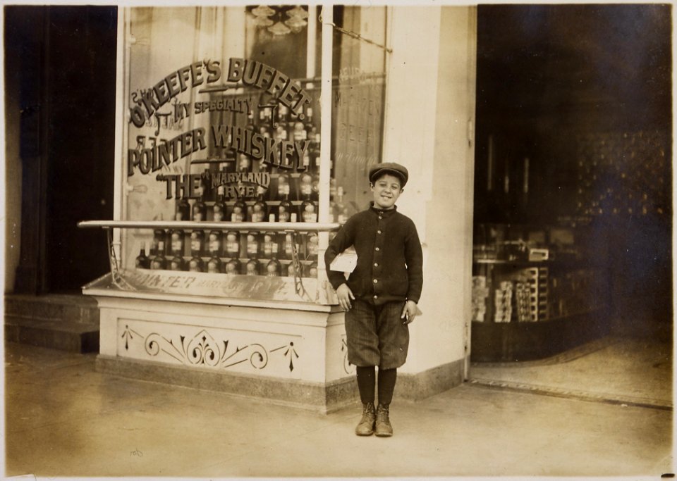 Photograph of Joseph Bernstein, a ten year old news-boy who had been selling in saloons along the way, said he makes... - NARA - 306622