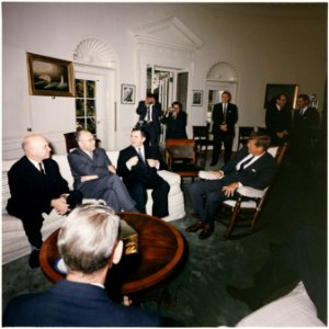Photograph of President John F. Kennedy's Meeting with the Soviet Ambassador and Ministers at the White House - NARA - 194217