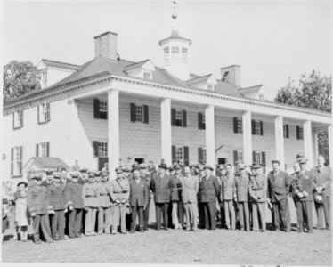 Photograph of President Juan Antonio Rios of Chile, with military officers and other dignitaries, standing outside... - NARA - 199238