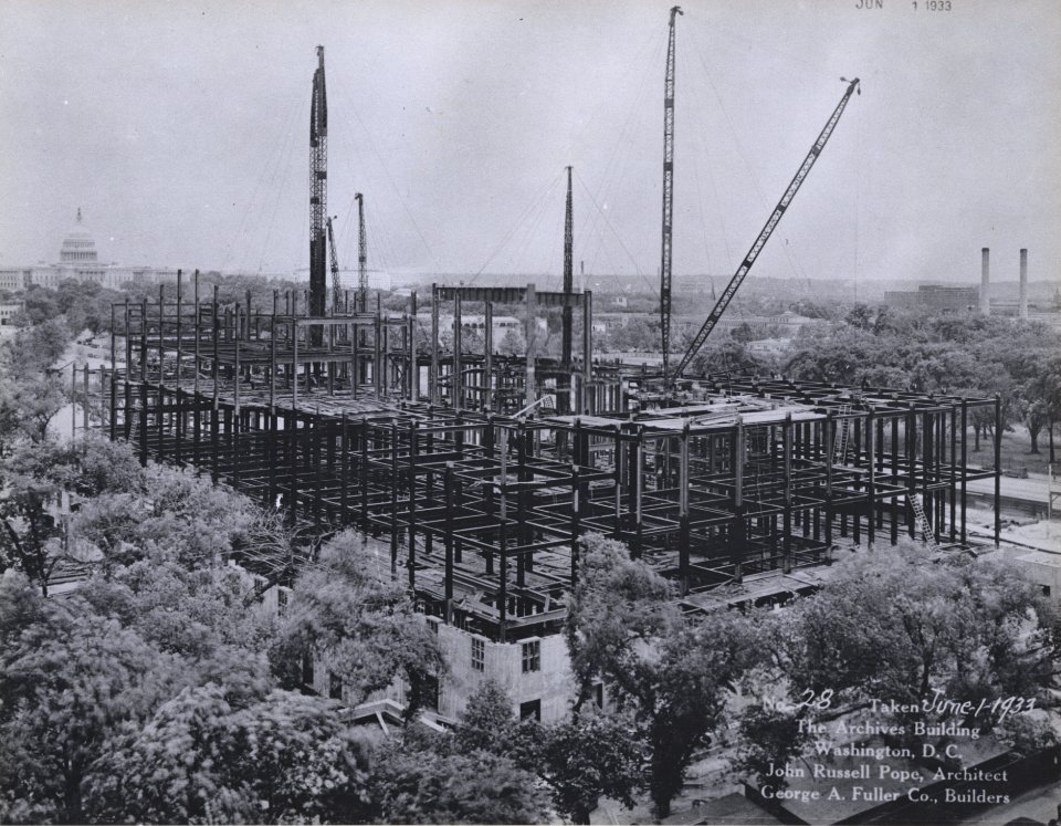Photograph of a View of the Entire Site for the National Archives Building with Some Completed Walls, Washington, D.C. (36777322955)