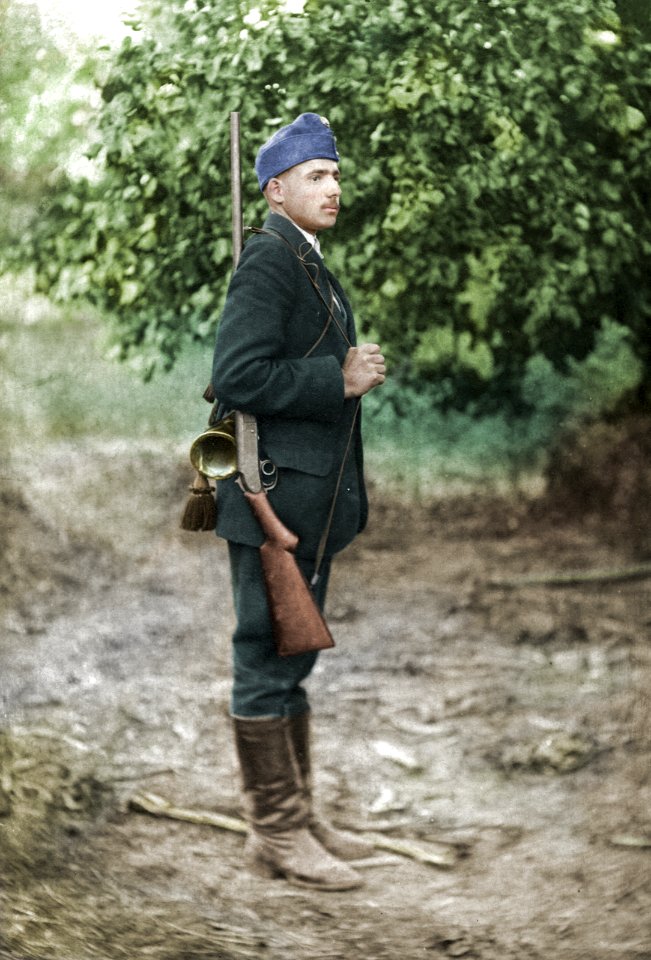Photo History WWI Hungary - A Hungarian soldier on the Italian front (colored)