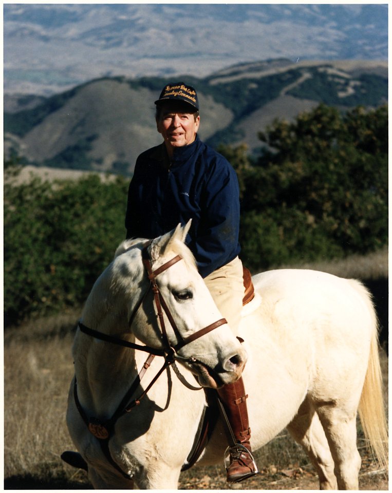 Photograph of President Reagan Horseback Riding at Rancho Del Cielo - NARA - 198580