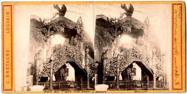 Photo stéréoscopique de la chaire de l'église Notre-Dame à Anvers (C Bretagne)
