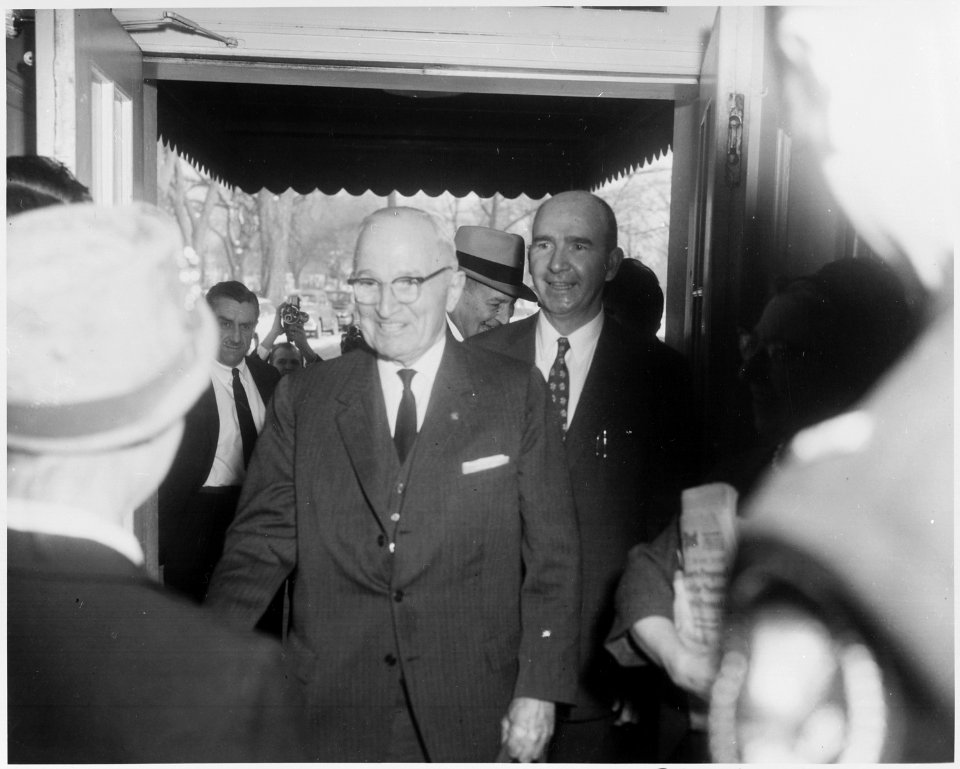 Photograph of ex-President Harry S. Truman during his visit to the White House. - NARA - 200433