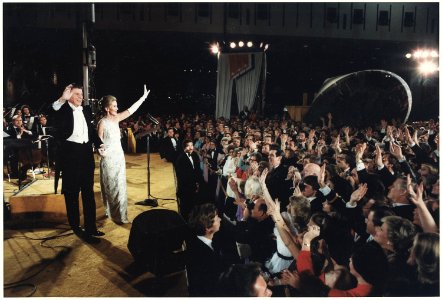 Photograph of The Reagans at one of the Inaugural Balls, Washington DC - NARA - 198509