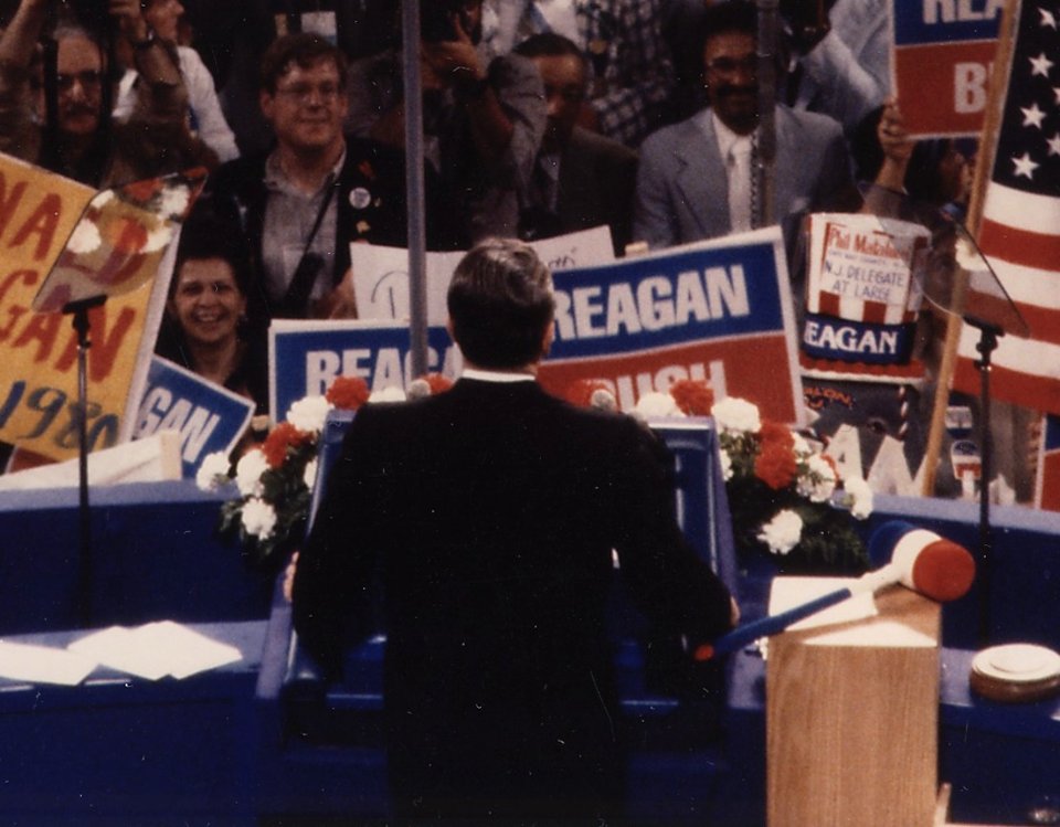 Photograph of Ronald Reagan giving his Acceptance Speech at the Republican National Convention, Detroit, MI - NARA - 198599 (1)