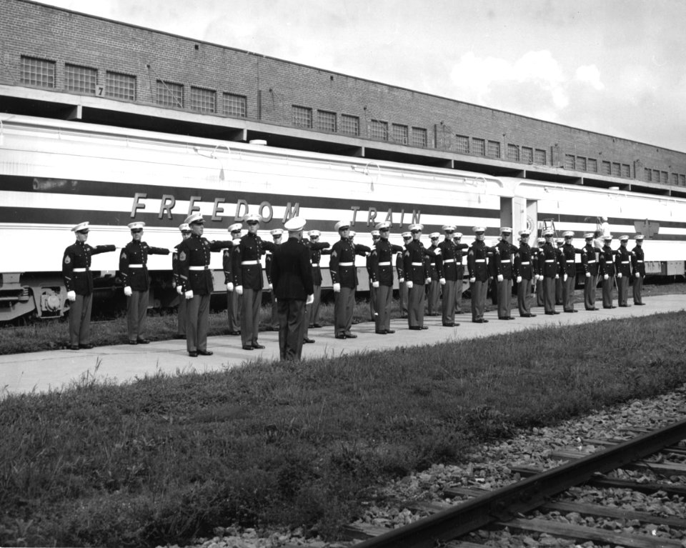 Photograph of Marine Guard Standing at Attention (19058356246)