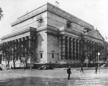 Photograph of the Almost Complete Construction of the Exterior and the Adding of Details and Sculptures to the National Archives Building, Washington, D.C. (36379911770)