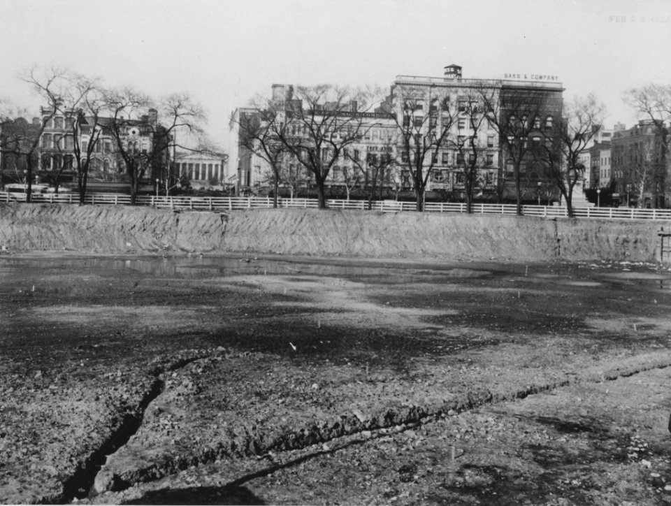 Photograph of the Entire Cleared Site for the National Archives Building View of Pennsylvania Avenue, Looking North, Washington, D.C. (36382215100)