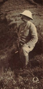 Photographer O. Kurkdjian on the edge of the Sand Sea (Lautan Pasir) in the Tengger Mountains - circa 1910 (cropped)