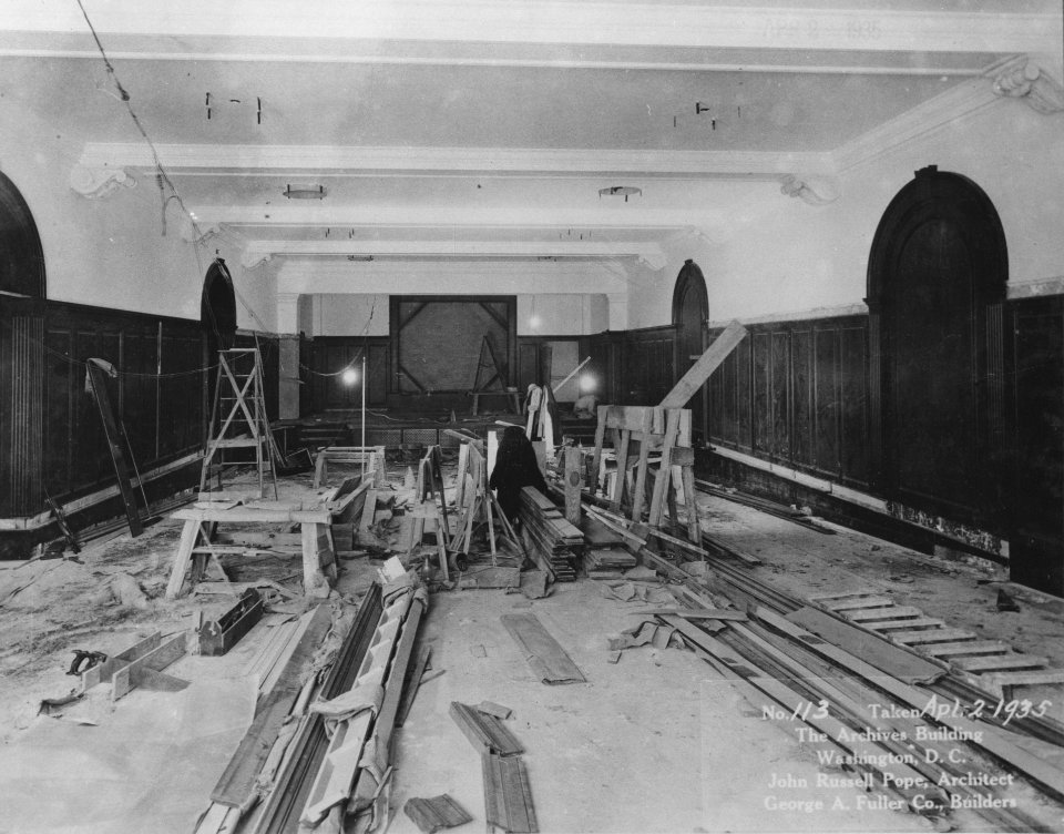 Photograph of Construction of the Auditorium of the National Archives Building (36601248221)