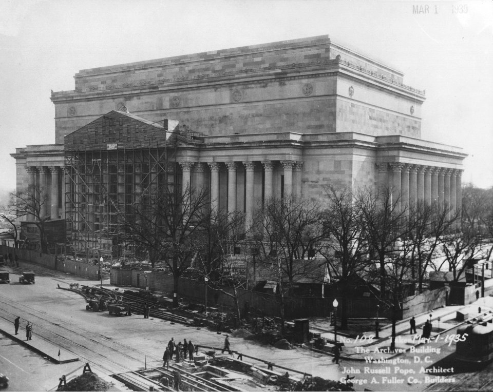 Photograph of Construction of the National Archives Building, 9th Street and Pennsylvania Avenue Quarter, Washington, D.C. (36728458166)