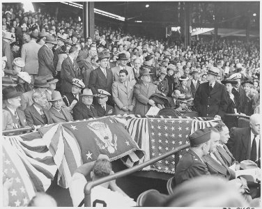 Photograph of President Truman and his official party at Griffith Stadium in Washington for the first game of the... - NARA - 199577