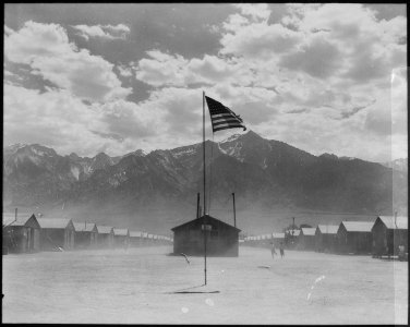 Photograph of Dust Storm at Manzanar War Relocation Authority Center, 07-03-1942 - NARA - 539961