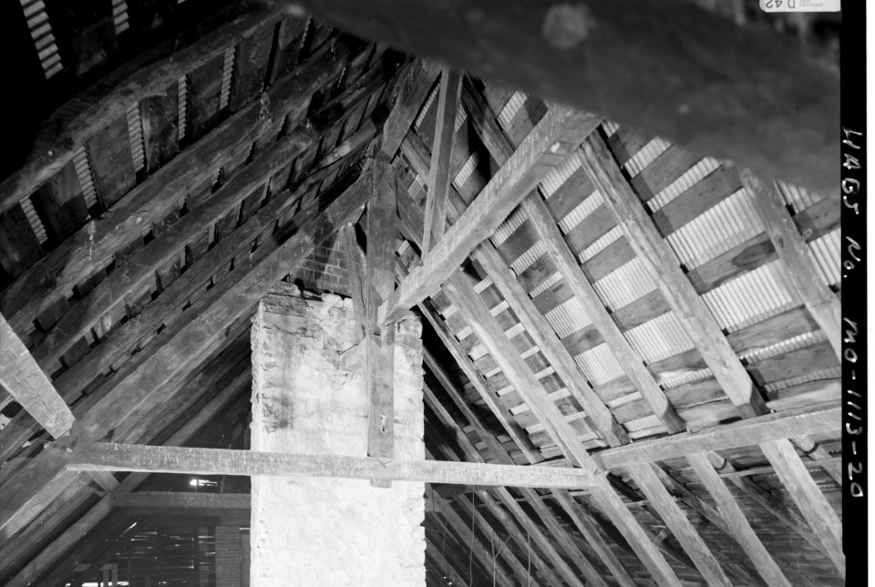 Photograph of the West Roof Trusses of the Amoureaux House in Ste Genevieve MO