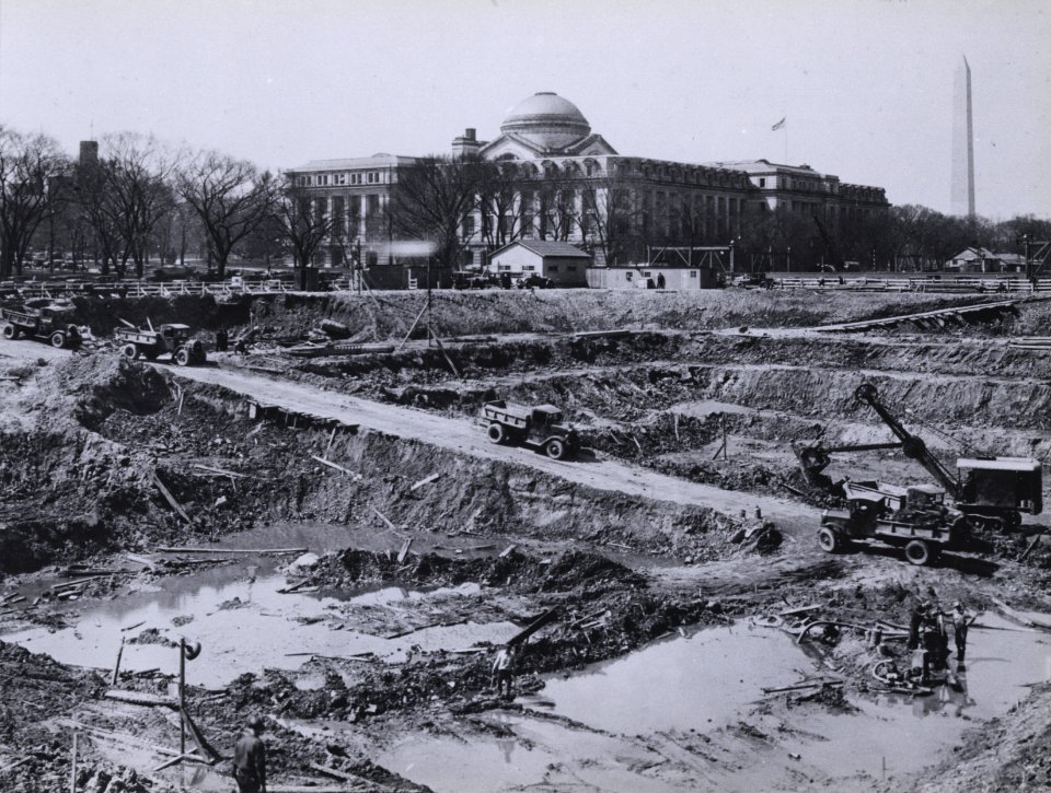 Photograph of Excavation of the Foundation for the National Archives Building View of Constitution Avenue, Looking Southwest, Washington, D.C. (36640143651)