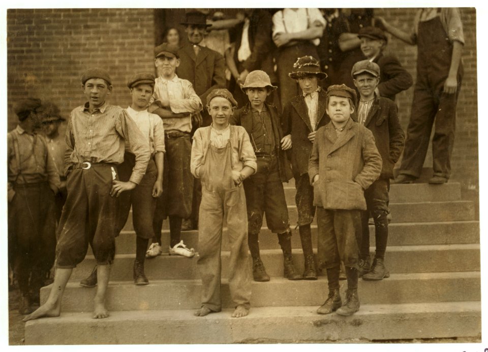 Photos taken during noon hour, October 23rd, 1912, at the Loray Mills, Gastonia, N.C. They said they were working and went in to work. At night I counted over thirty children coming out when LOC cph.3a42524