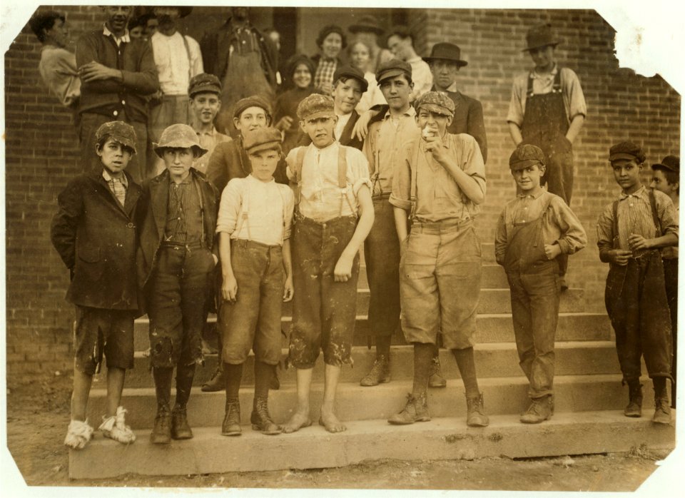Photos taken during noon hour, October 23rd, 1912, at the Loray Mills, Gastonia, N.C. They said they were working and went in to work. At night I counted over thirty children coming out when LOC nclc.02666