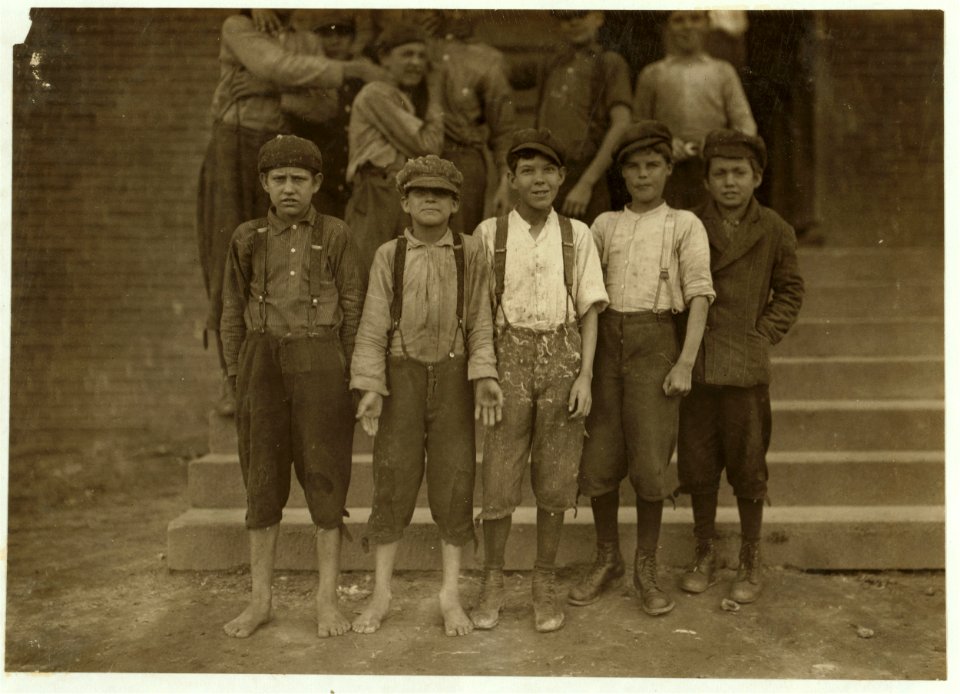 Photos taken during noon hour, October 23rd, 1912, at the Loray Mills, Gastonia, N.C. They said they were working and went in to work. At night I counted over thirty children coming out when LOC nclc.02668