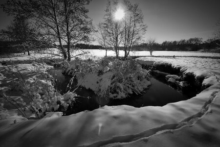 Reflection landscape black and white photography photo
