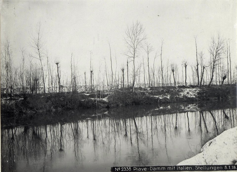 Piave-Damm mit italien. Stellungen 8.1.18. (BildID 15613599)