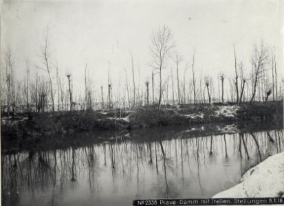 Piave-Damm mit italien. Stellungen 8.1.18. (BildID 15613599)