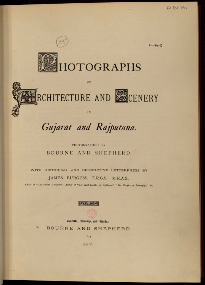 Photographs of architecture and scenery in Gujarat and Rajputana, title