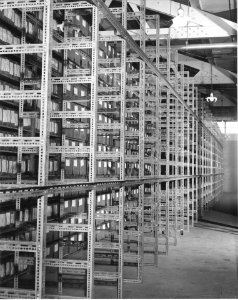Photograph of Slotted Angle Shelving as Used in Some Federal Records Centers, Franconia, Virginia (35430486745)