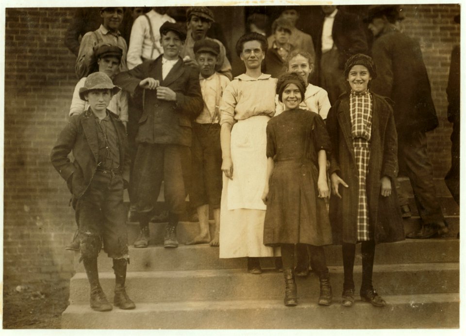 Photos taken during noon hour, October 23rd, 1912, at the Loray Mills, Gastonia, N.C. They said they were working and went in to work. At night I counted over thirty children coming out when LOC nclc.02667