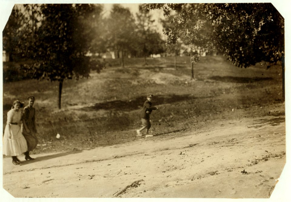 Photos taken during noon hour, October 23rd, 1912, at the Loray Mills, Gastonia, N.C. They said they were working and went in to work. At night I counted over thirty children coming out when LOC nclc.02669