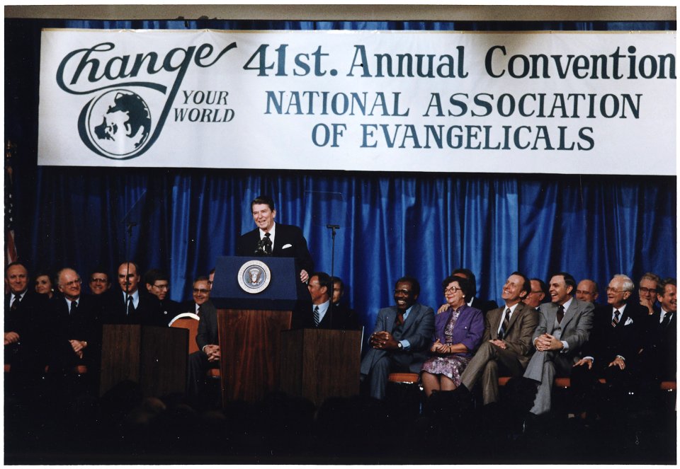 Photograph of President Reagan addressing the Annual Convention of the National Association of Evangelicals(Evil... - NARA - 198535)