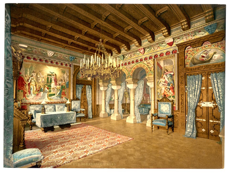 Pictures of the Lohengrin story, drawing room, Neuschwanstein Castle, Upper Bavaria, Germany-LCCN2002696258
