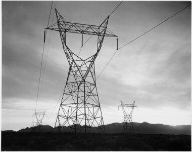 Photograph of Transmission Lines in Mojave Desert Leading from Boulder Dam, 1941 - NARA - 519839 photo