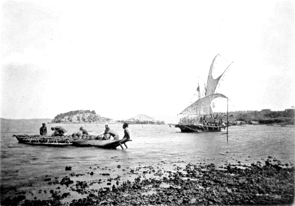 Picturesque New Guinea Plate V (a) - Loading Lakatoi, Port Moresby