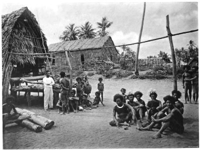 Picturesque New Guinea Plate XXXII - Village Scene at Kalo