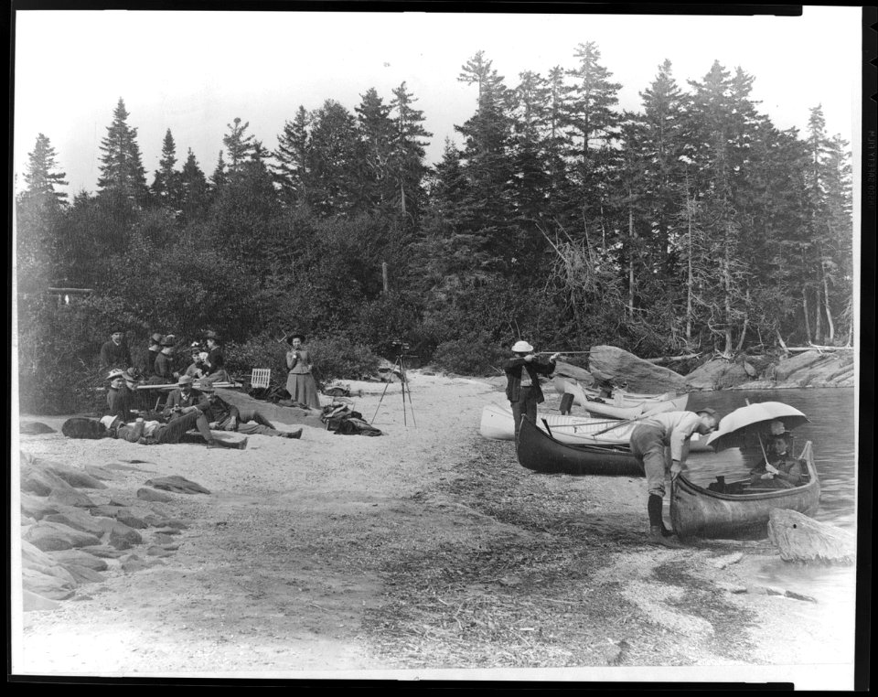 Picnic along shore of lake, near mouth of Socateau (River) LCCN95514500