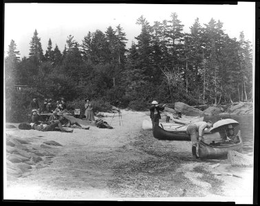 Picnic along shore of lake, near mouth of Socateau (River) LCCN95514500