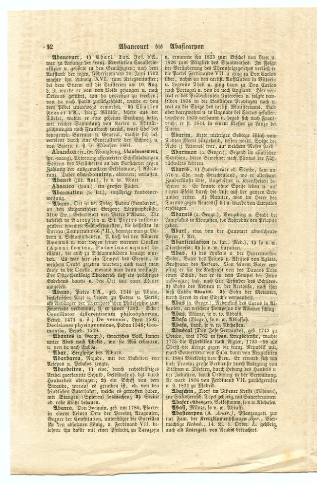 Pierer's Universal-Lexikon der Vergangenheit und Gegenwart. Vierte Auflage. Prospectus. Seite 4. Beispielseite 12