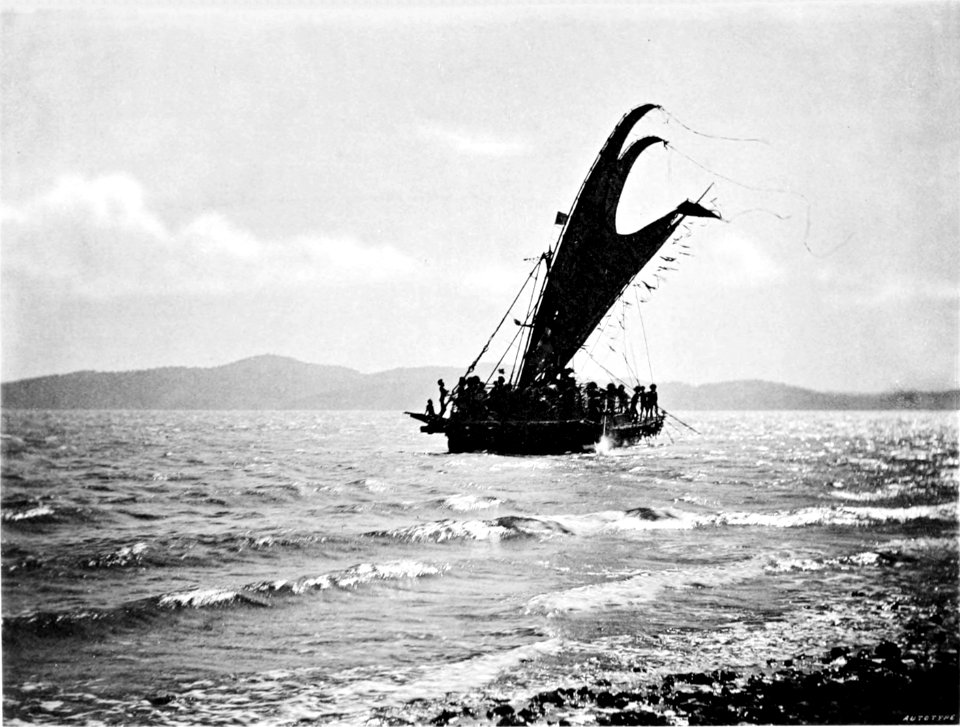 Picturesque New Guinea Plate VI - Lakatoi or Motu Trading Vessel Under Sail