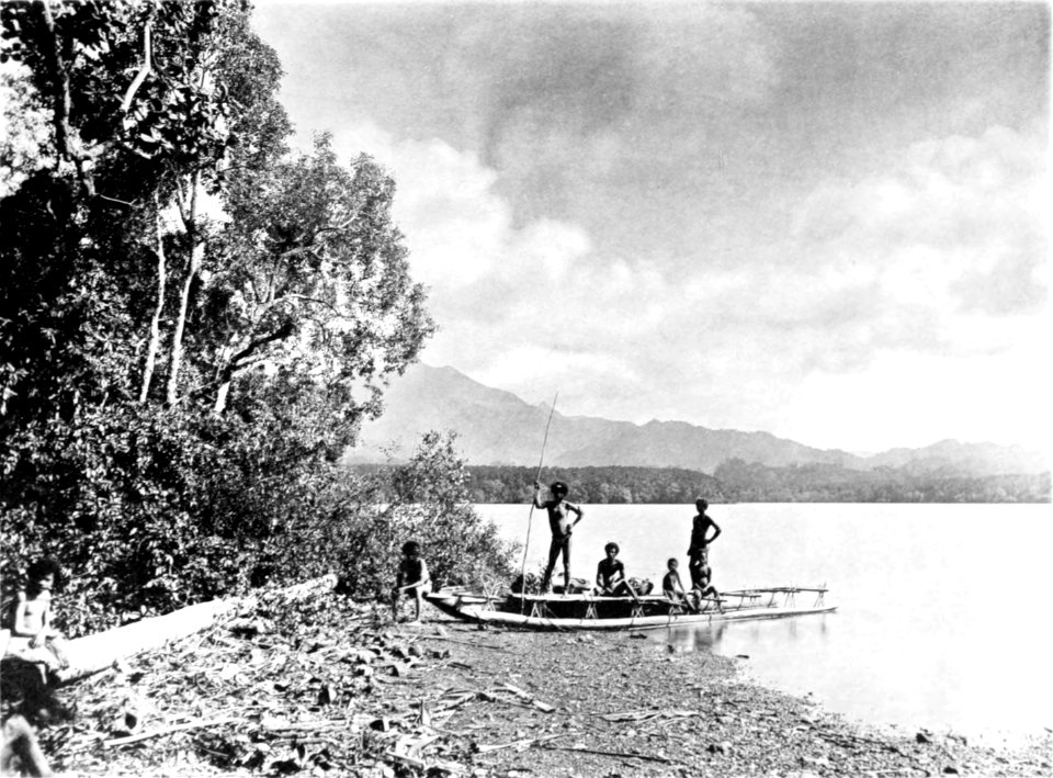 Picturesque New Guinea Plate XXXVII - Boating Scene, Bertha Lagoon