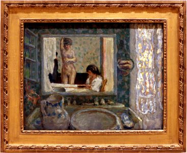 Pierre bonnard, lo specchio nella stanza verde, 1908