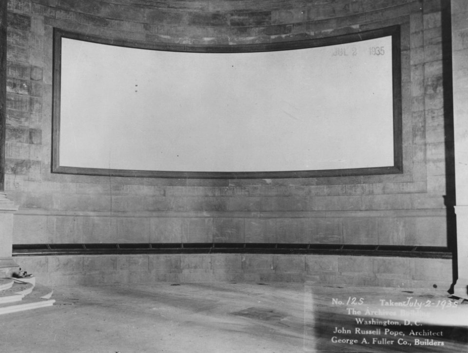 Photograph of the Right Side of the Rotunda Wall before the Installation of the Faulkner Mural, National Archives Building (36740320285)
