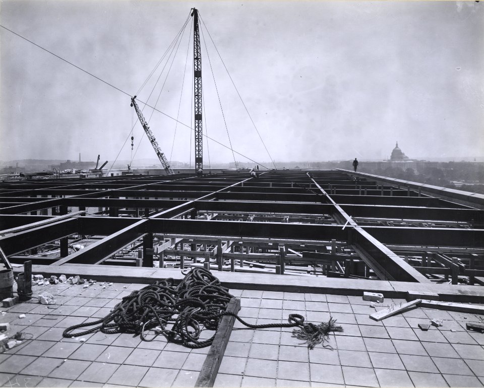 Photograph of the Roof of the National Archives Building during Construction of the Extension (35389057214)