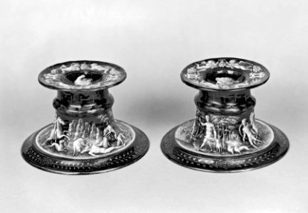 Pierre Reymond - Pair of Salt Cellars with the Story of Actaeon - Walters 44339, 44340