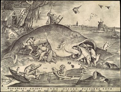 Pieter van der Heyden, after Pieter Bruegel Grandibvs exigvi svnt pisces piscibvs esca