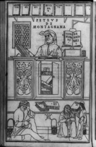 Pietro da Montagnana, a Paduan medical teacher surrounded by Greek and Arabic medical books, and three patients waiting to have their urine examined LCCN92517360