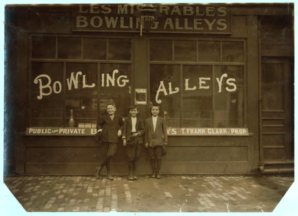 Pin boys in Les Miserables Alleys, Frank Jarose, 7 Fayette St., Mellens Court, said 11 years old, made $3.72 last week. Joseph Philip, 5 Wall St., said 11 years old, and works until midnight LOC cph.3b41554